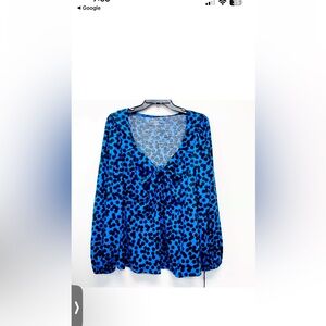 COPY - Ava&Viv Women’s Size XXL Polka Dot Blouse NWT Long Sleeve tie front blou…